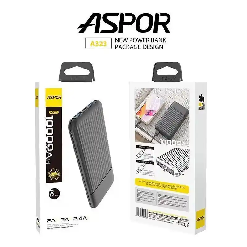 ASPOR Power bank 10000mah , Aspor A323 Power Bank 10000 mAh / 2 Input 2 Output
